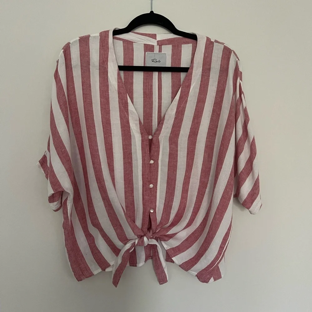 NWOT RAILS Thea Tie Front Button Up in Seville Stripe - Picture 9 of 16